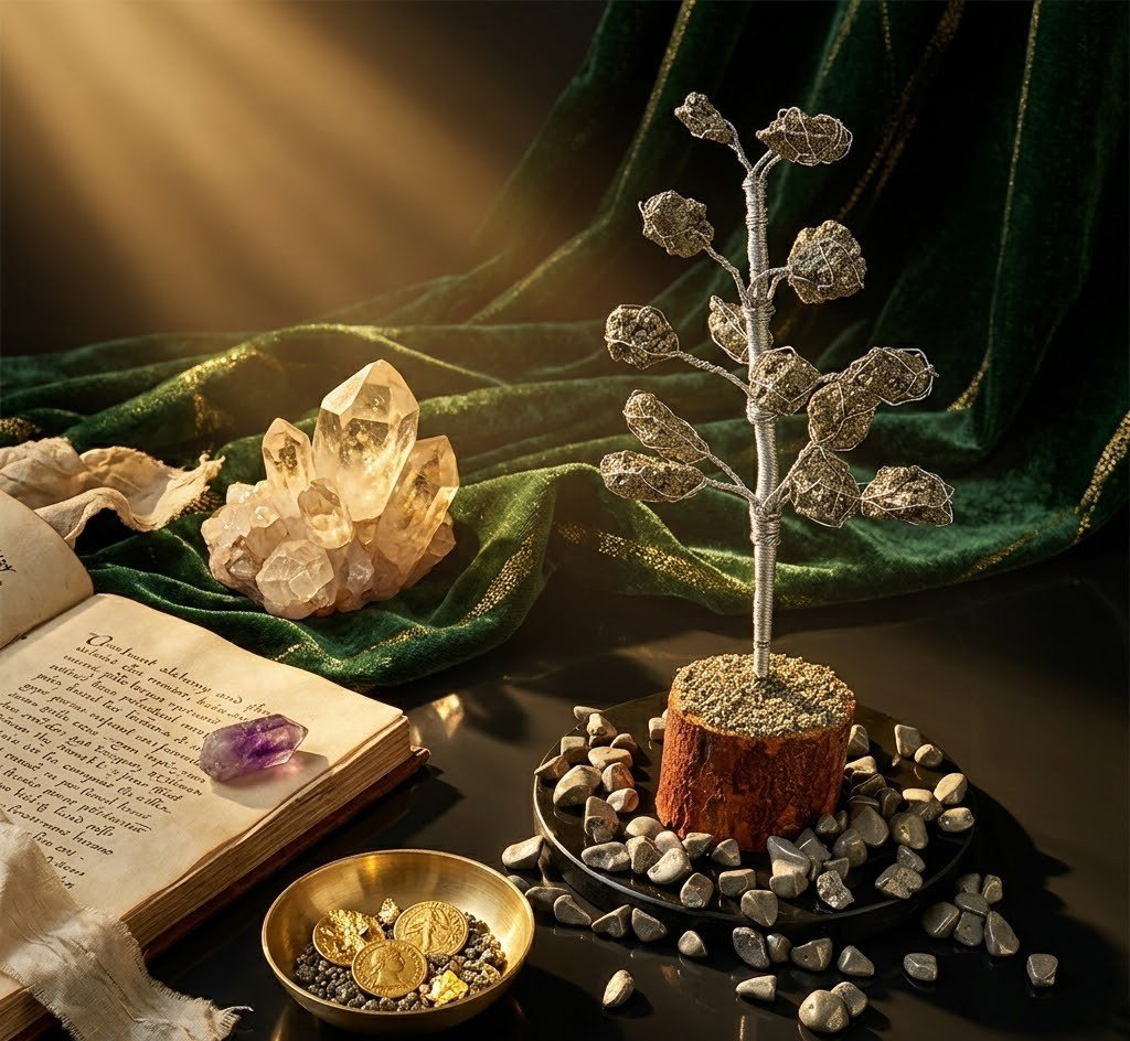 Original Natural Pyrite Crystal Tree for Wealth, Prosperity & Positive Energy