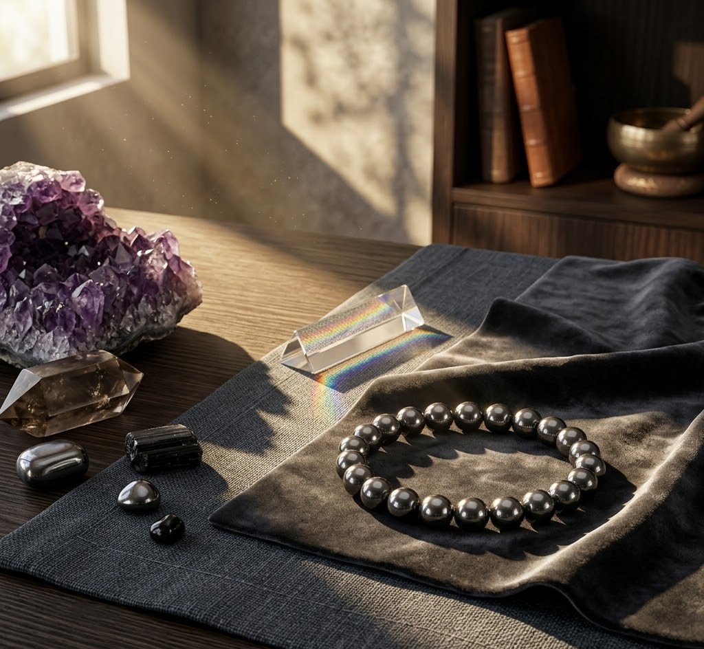 Original Natural Silver Hematite Bracelet for Protection, Grounding & Positive Energy