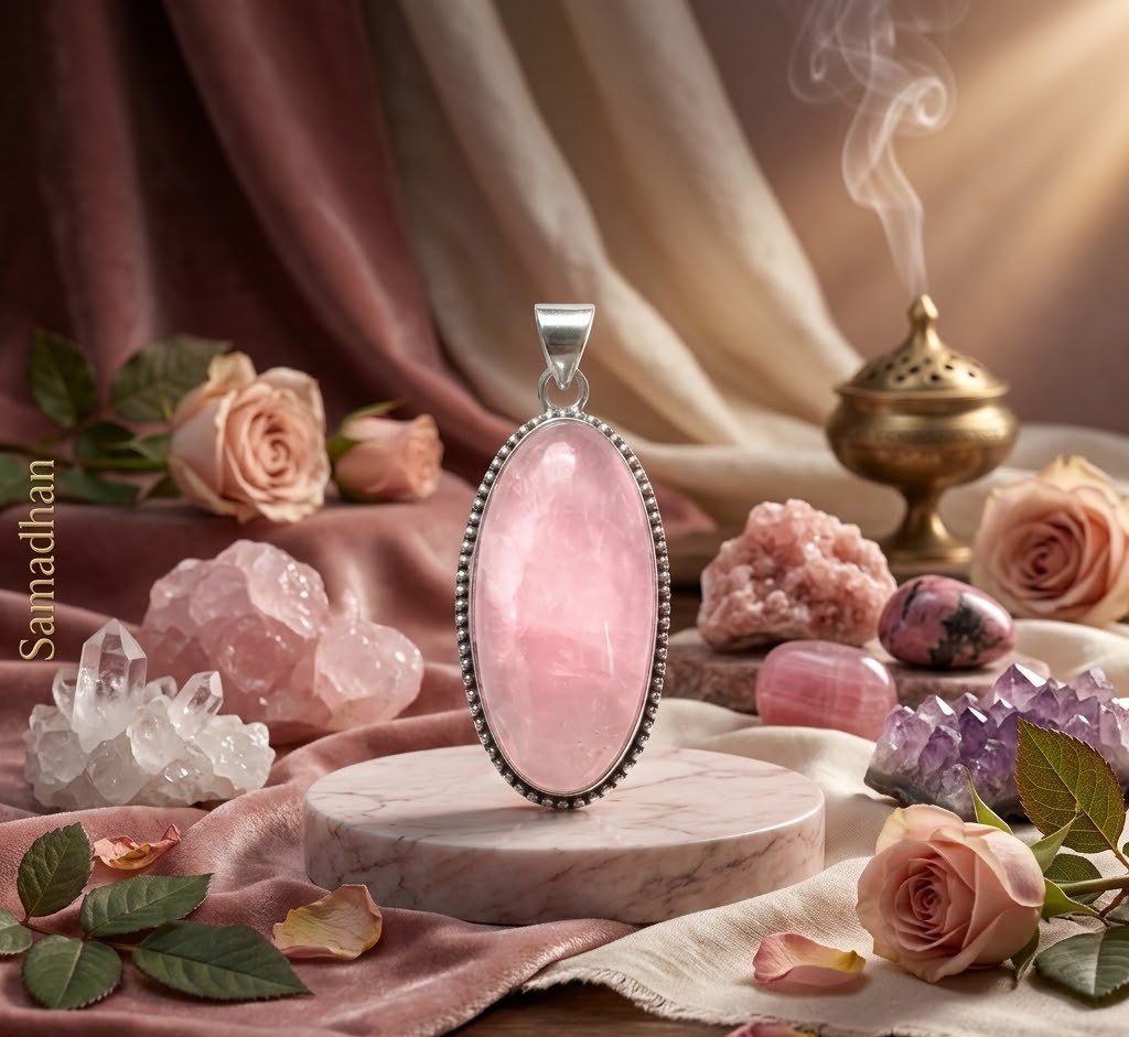 Original Natural Rose Quartz Pendant for Love, Emotional Healing & Positive Energy 2