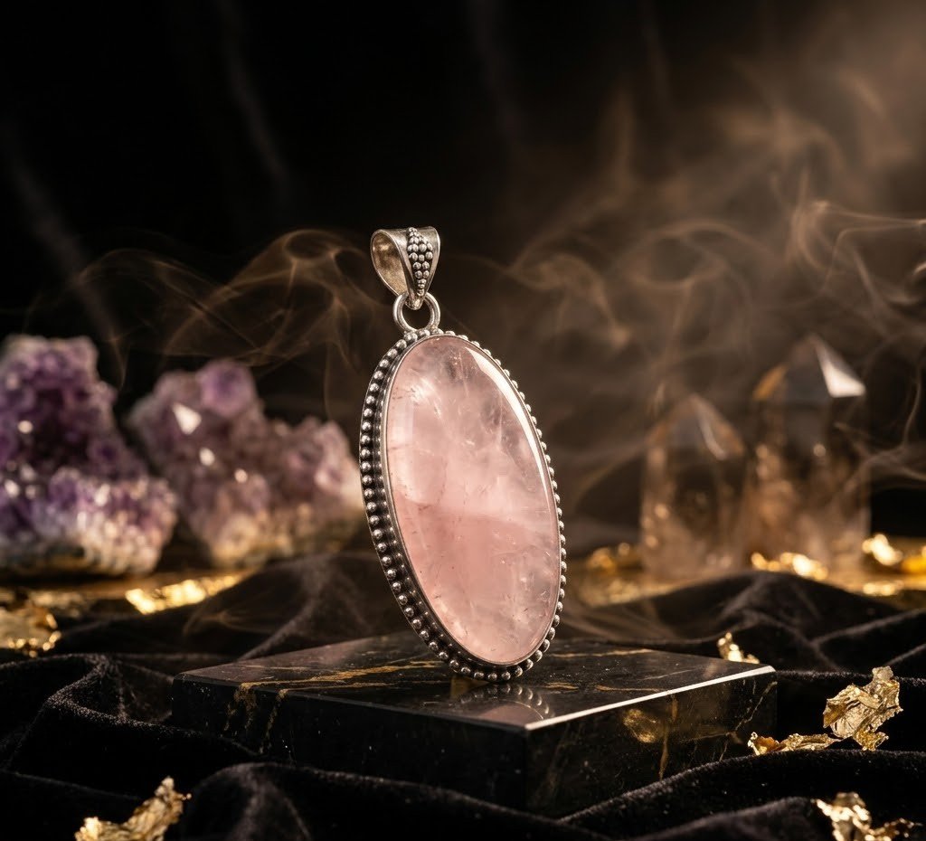Original Natural Rose Quartz Pendant for Love, Emotional Healing & Positive Energy 4
