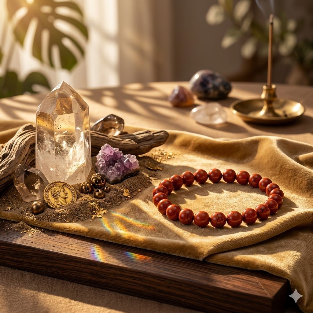 Original Natural Red Jasper Bracelet for Strength, Courage & Stability