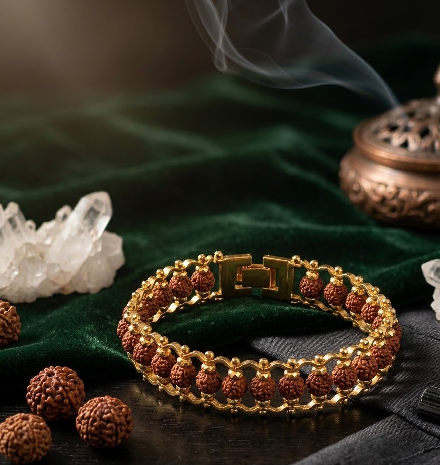 Original Natural Metal Rudraksha Bracelet for Spiritual Protection & Positive Energy 2