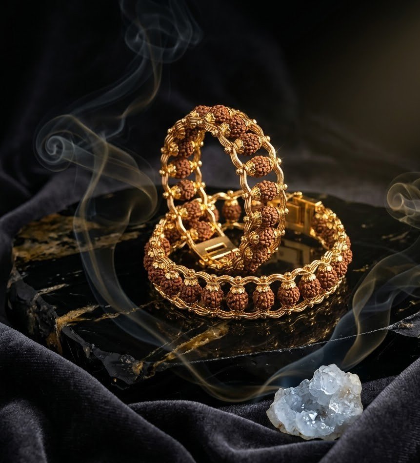 Original Natural Metal Rudraksha Bracelet for Spiritual Protection & Positive Energy 4