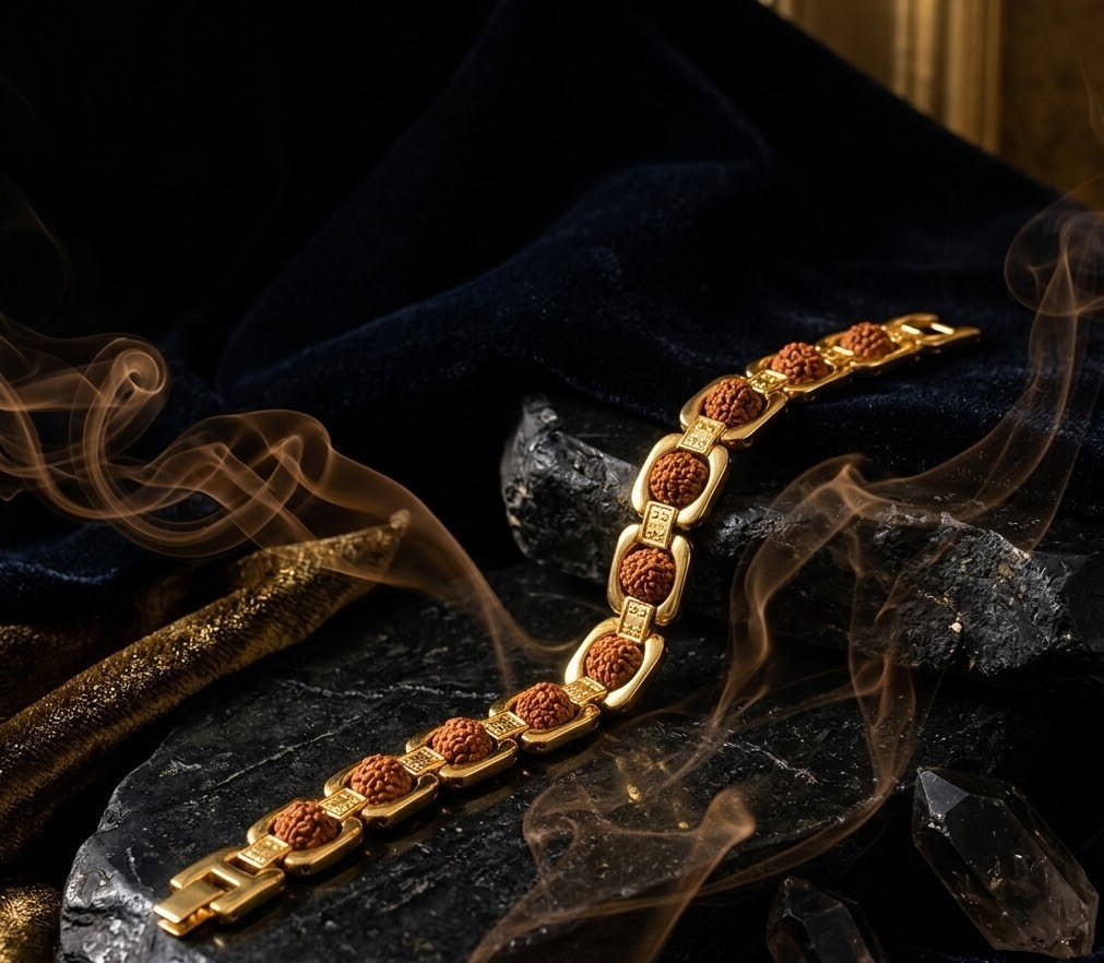 Premium Metal Rudraksha Bracelet for Spiritual Protection, Strength & Positive Energy 1